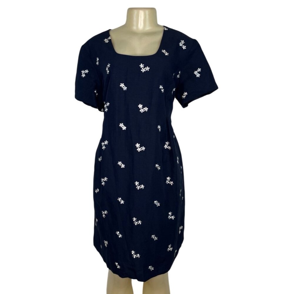 Mimi Navy Blue Floral Maternity Dress Short Sleeve Size L